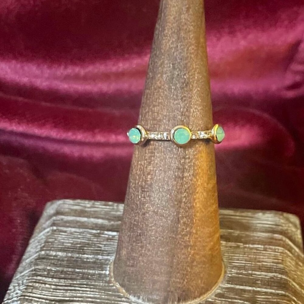 Gold & Silver Turquoise Trio Ring – Boho Minimalist Size 6